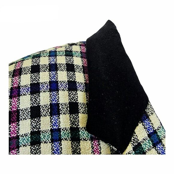 Vintage Requirements Wool Blend Plaid Velvet Trim Blazer Jacket Size 12 - Picture 3 of 8